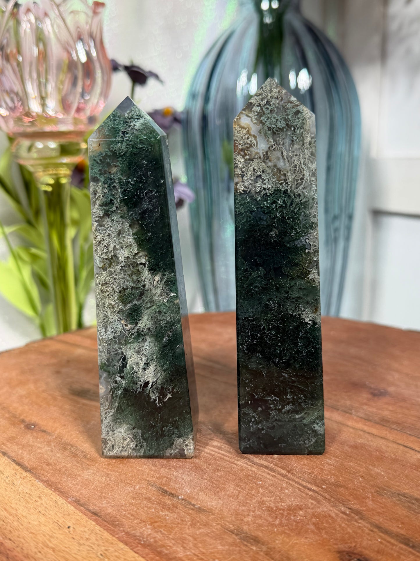 Moss Agate Towers from India