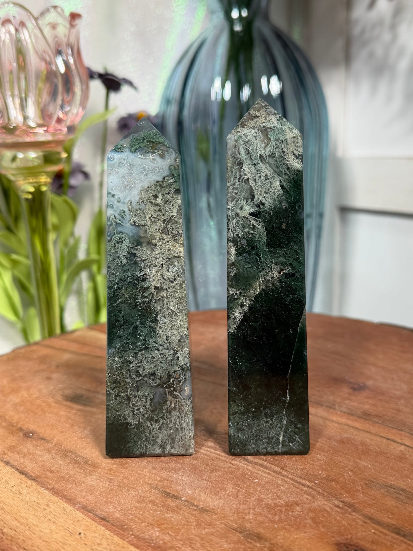 Moss Agate Towers from India