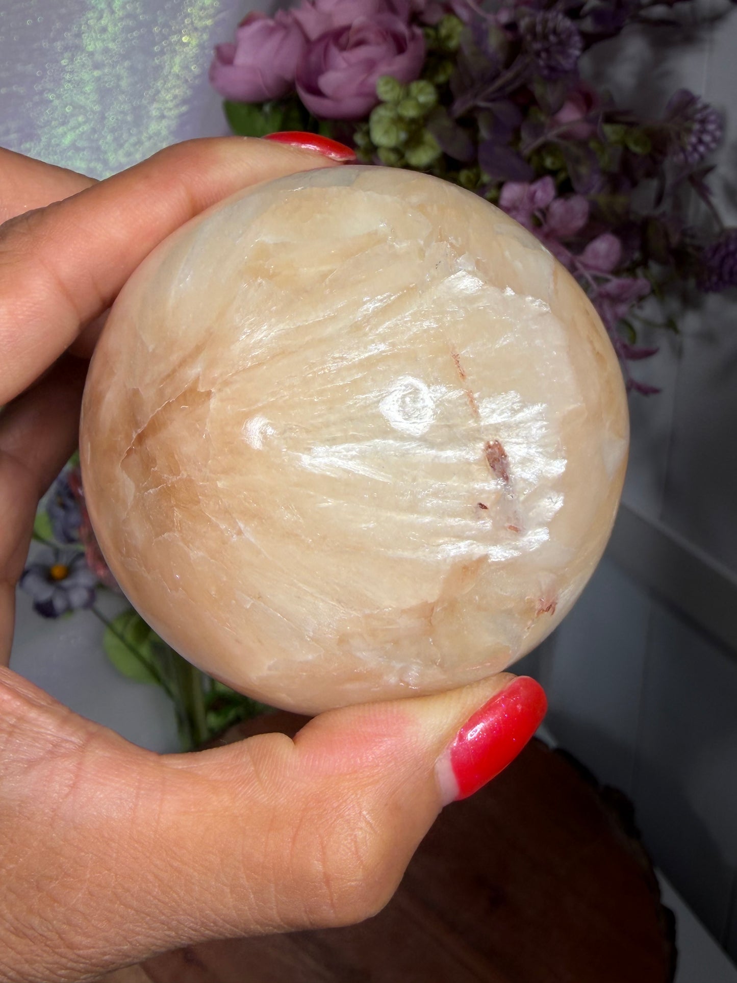 Polished Stilbite Sphere 85