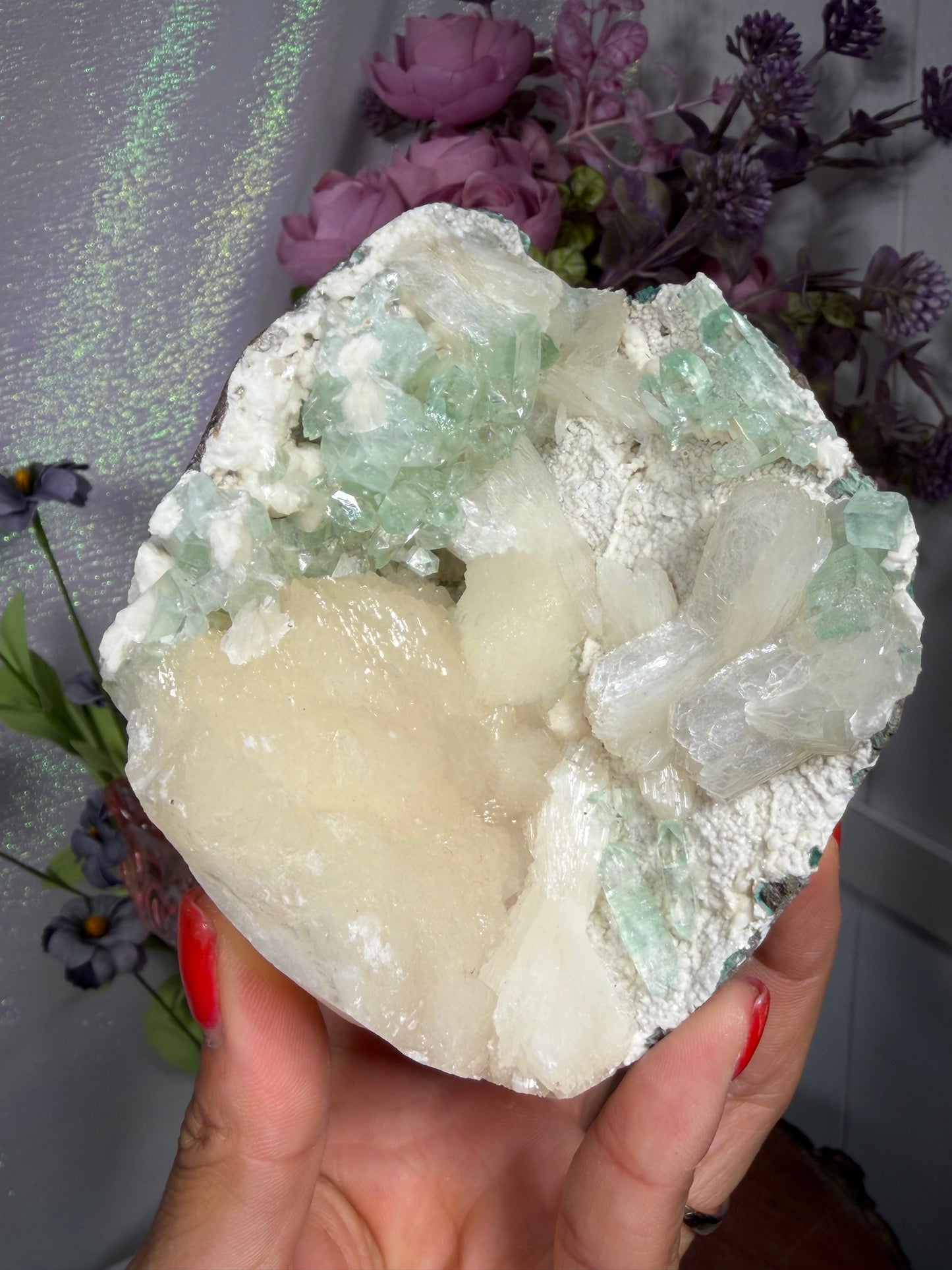 Celadon Green Apophyllite, Heulandite on Micro Heulandite