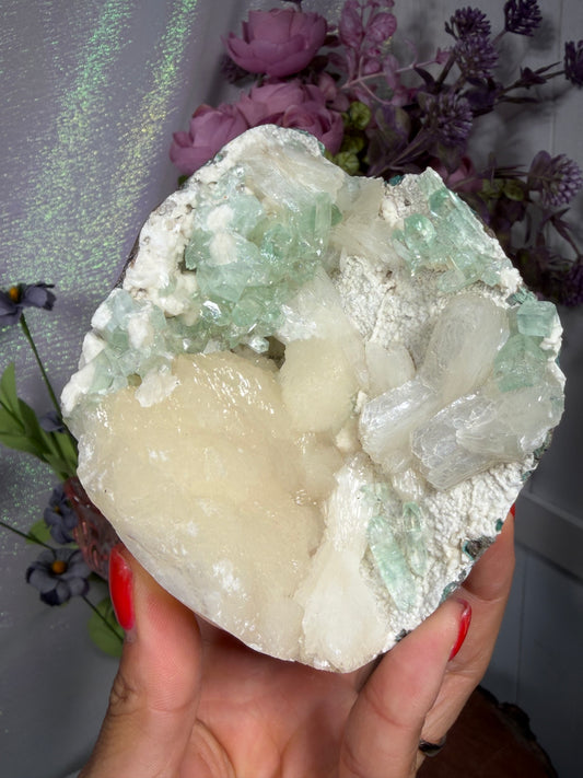 Celadon Green Apophyllite, Heulandite on Micro Heulandite