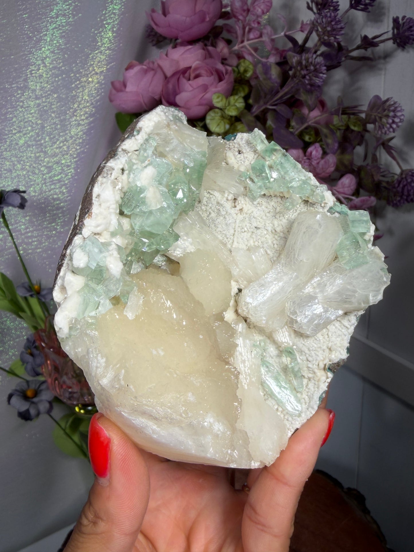 Celadon Green Apophyllite, Heulandite on Micro Heulandite