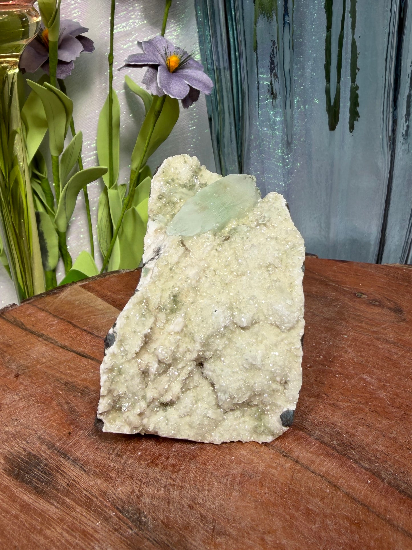 Celadon Green Apophyllite with Heulandite on Micro Heulandite