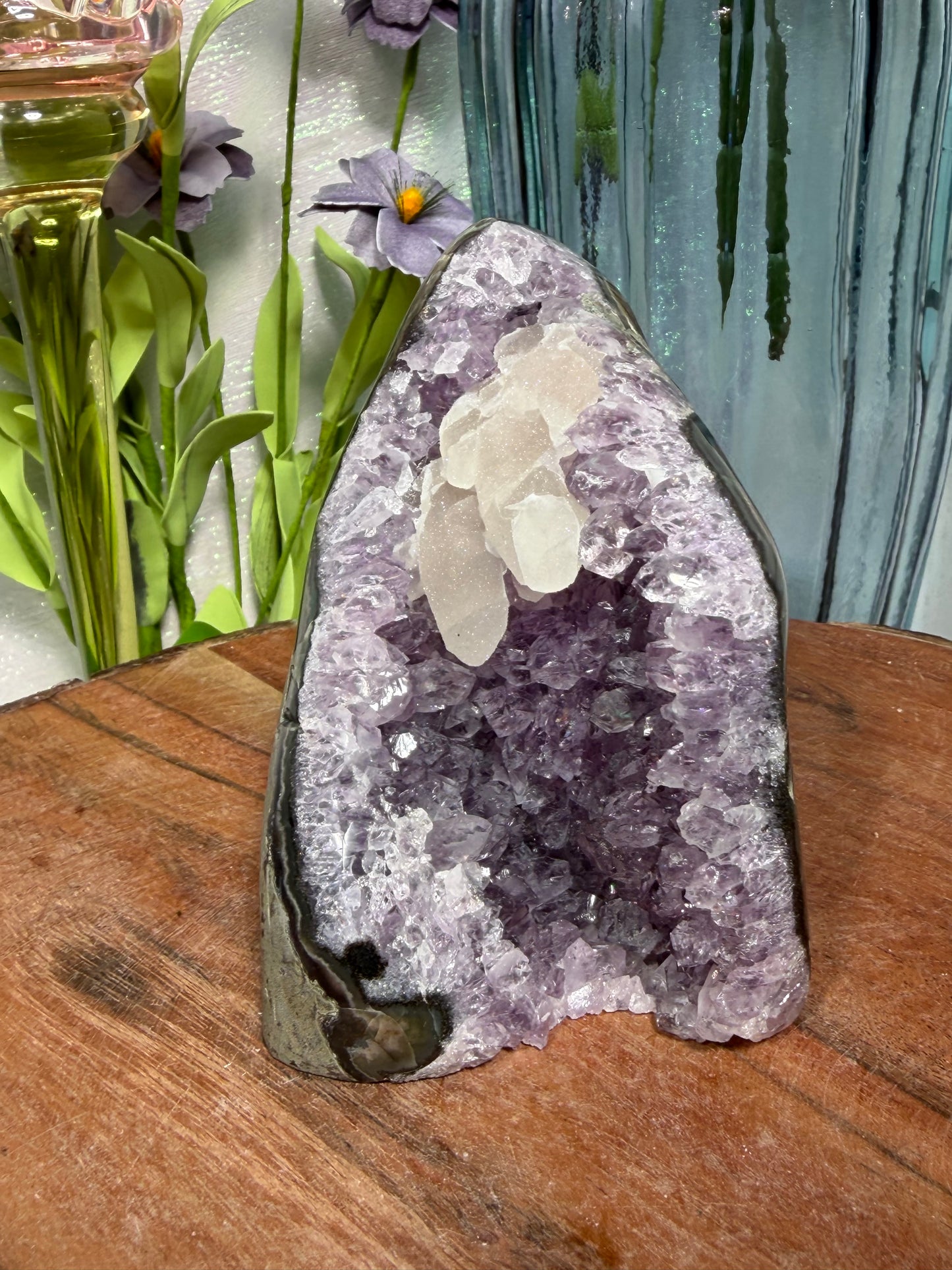 Amethyst Geode with Dogtooth Calcite Inclusions