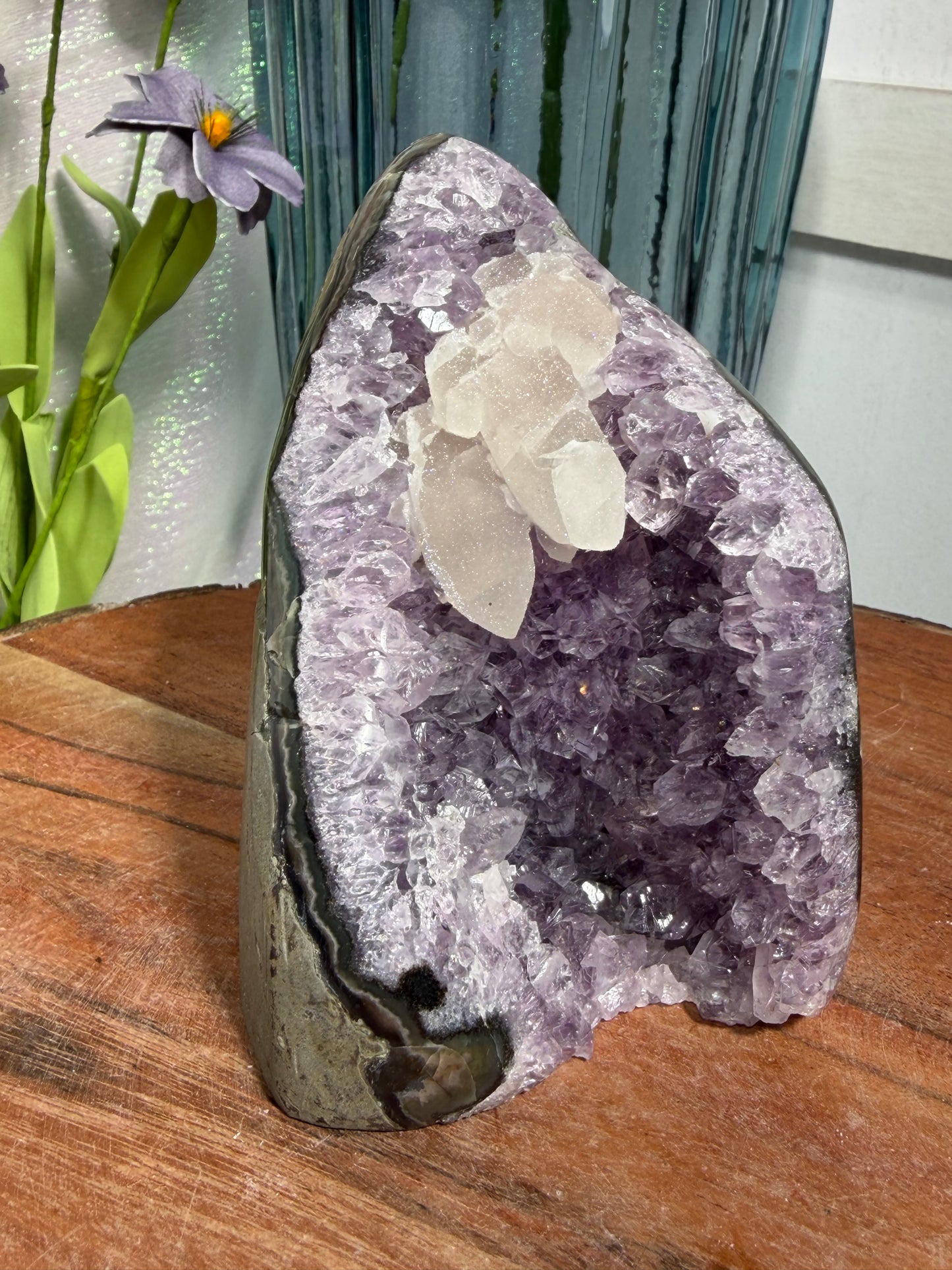 Amethyst Geode with Dogtooth Calcite Inclusions