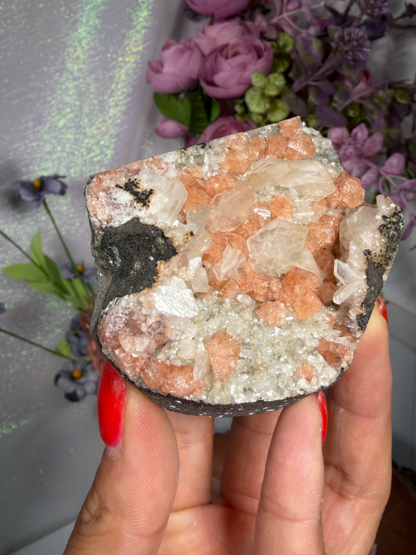 Chabazite Crystal Geode with Stilbite 84a