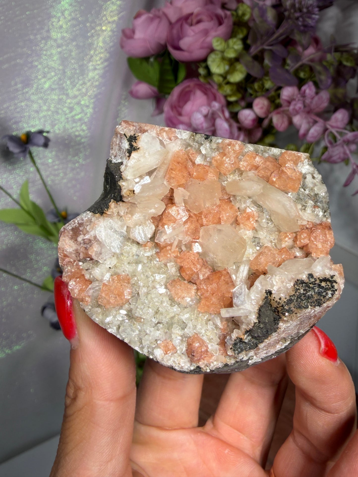 Chabazite Crystal Geode with Stilbite 84a