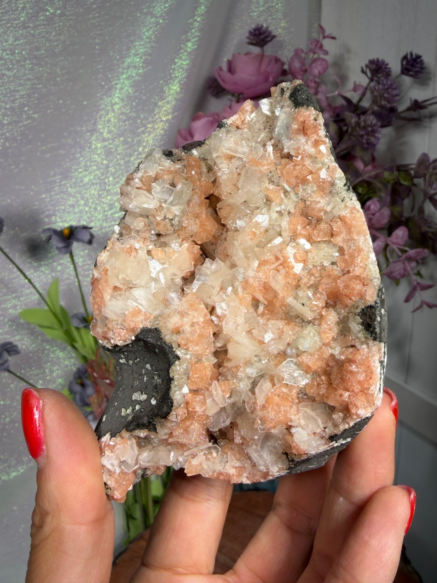 Chabazite Crystal Geode with Stilbite 128