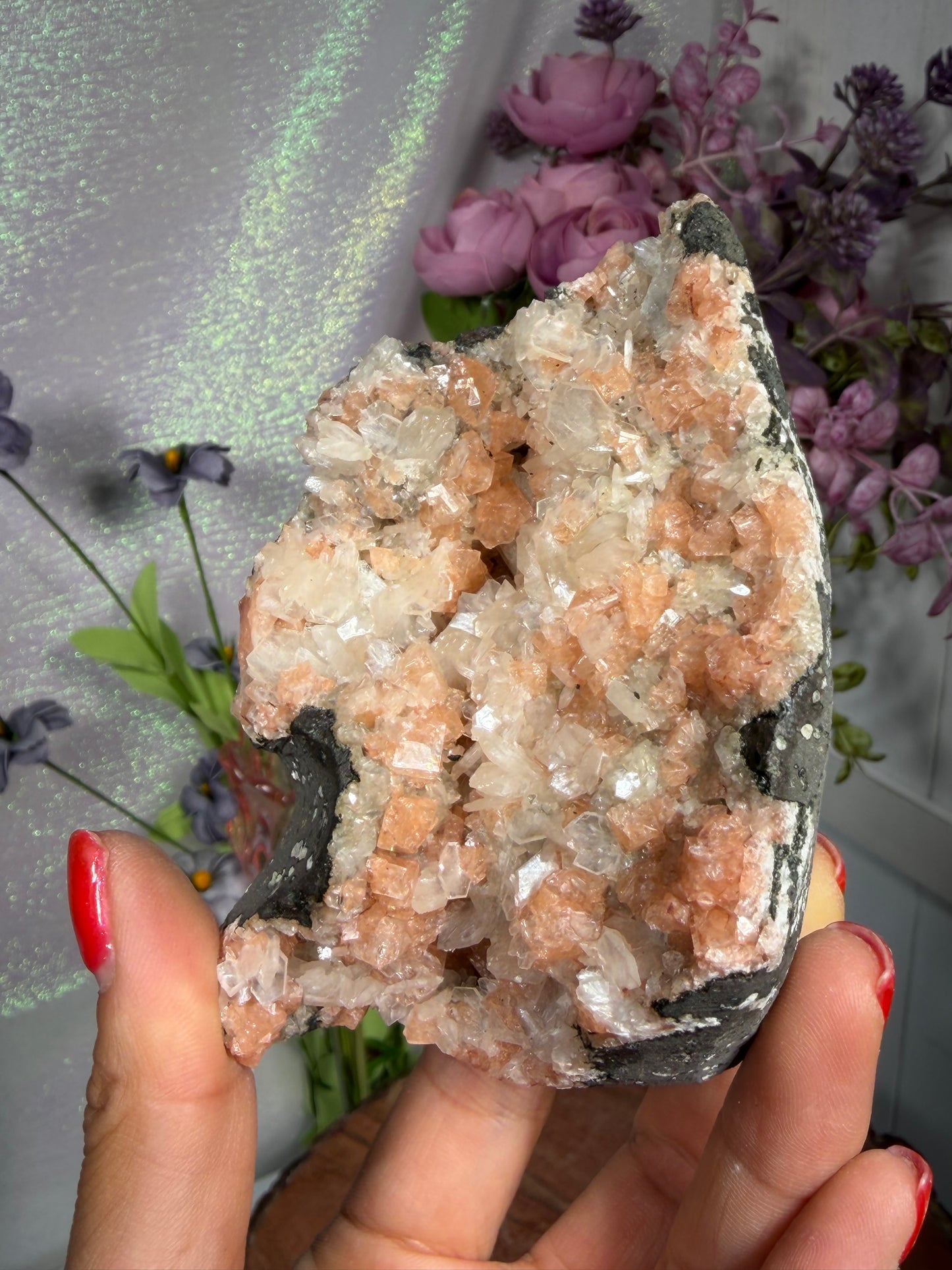 Chabazite Crystal Geode with Stilbite 128