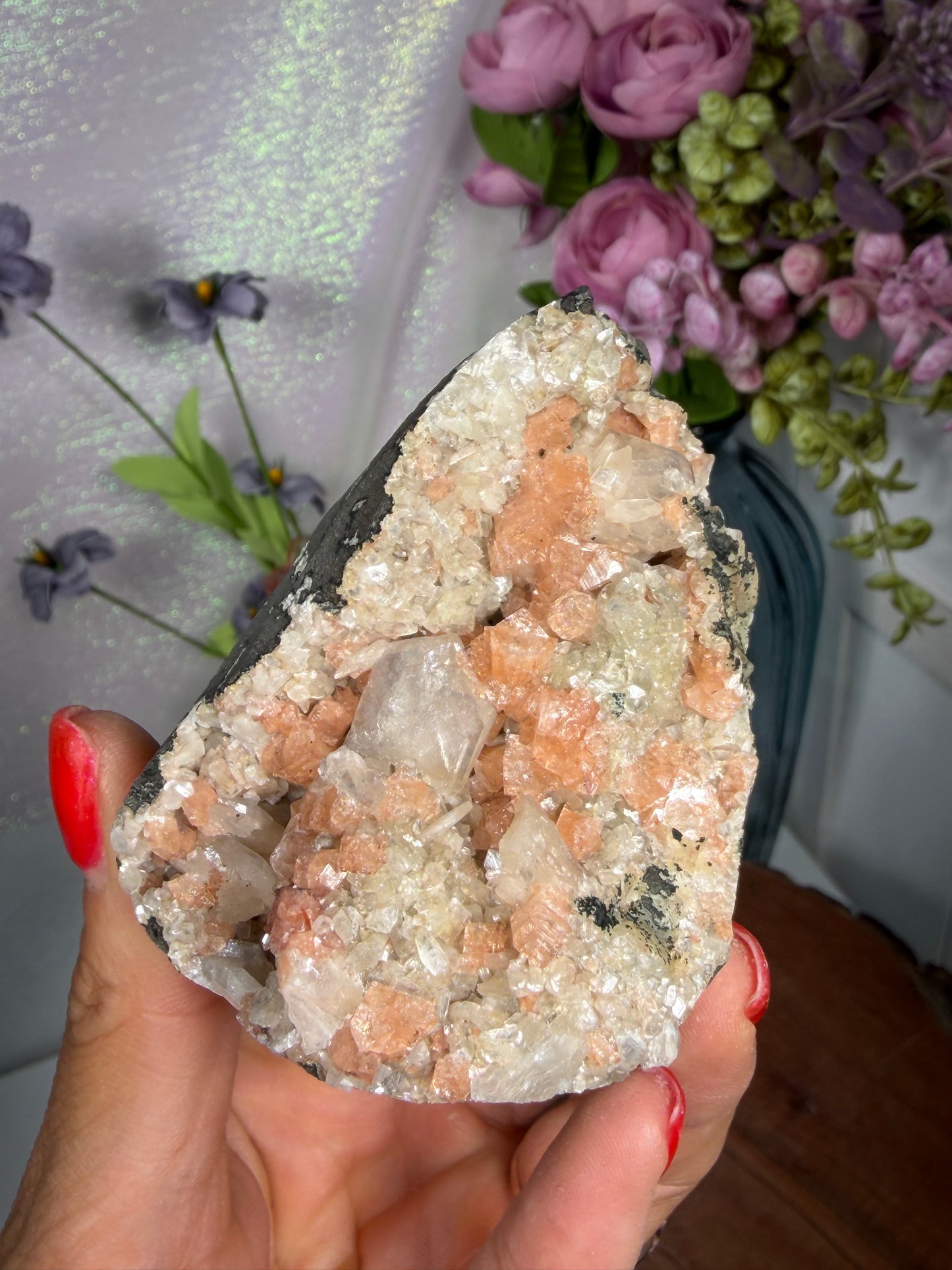 Chabazite Crystal Geode with Stilbite 84b
