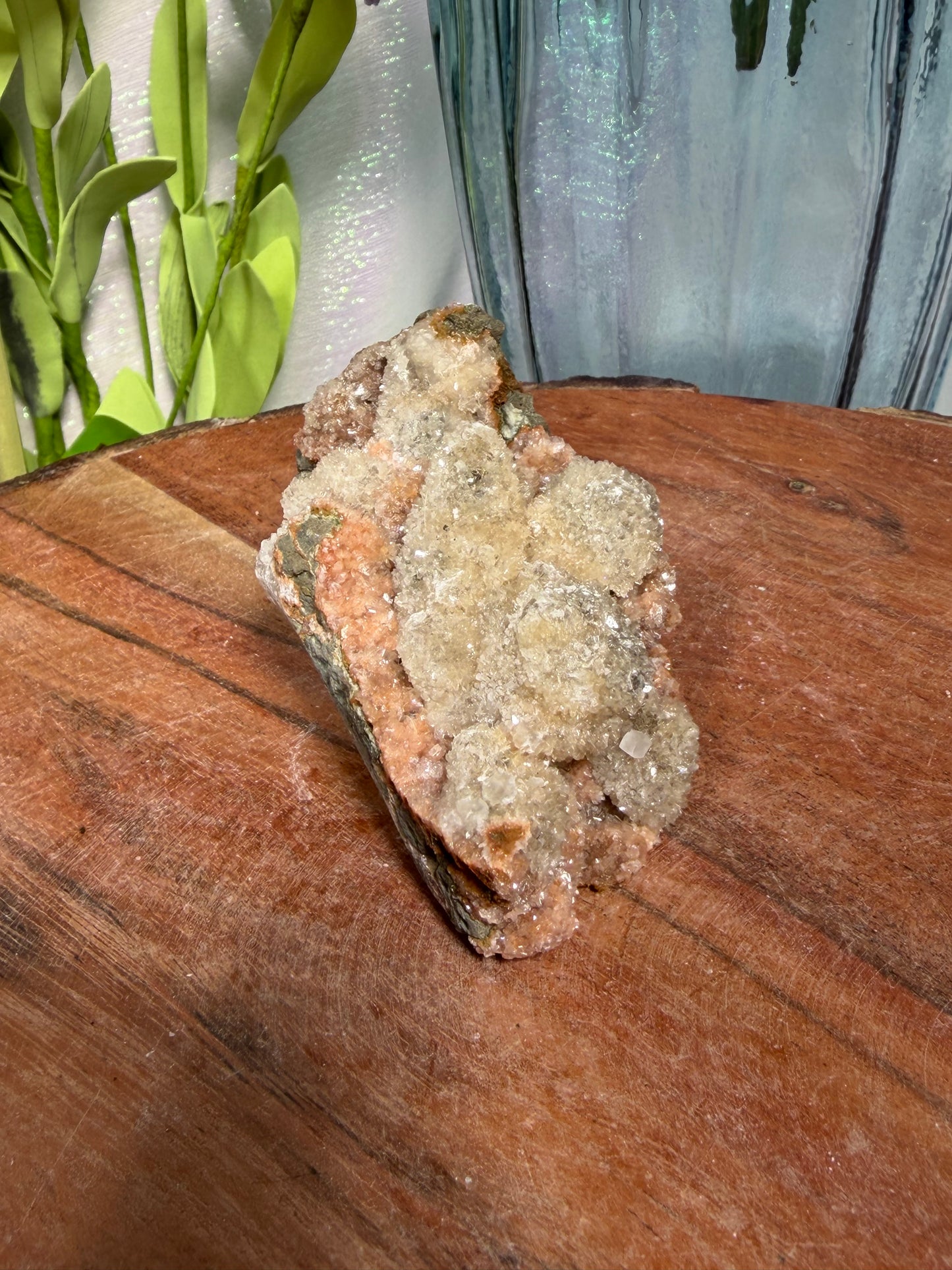 Coated calcite crystal cluster 42b