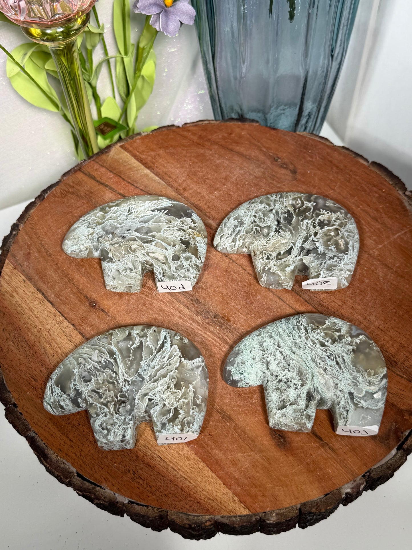 High quality moss agate bears