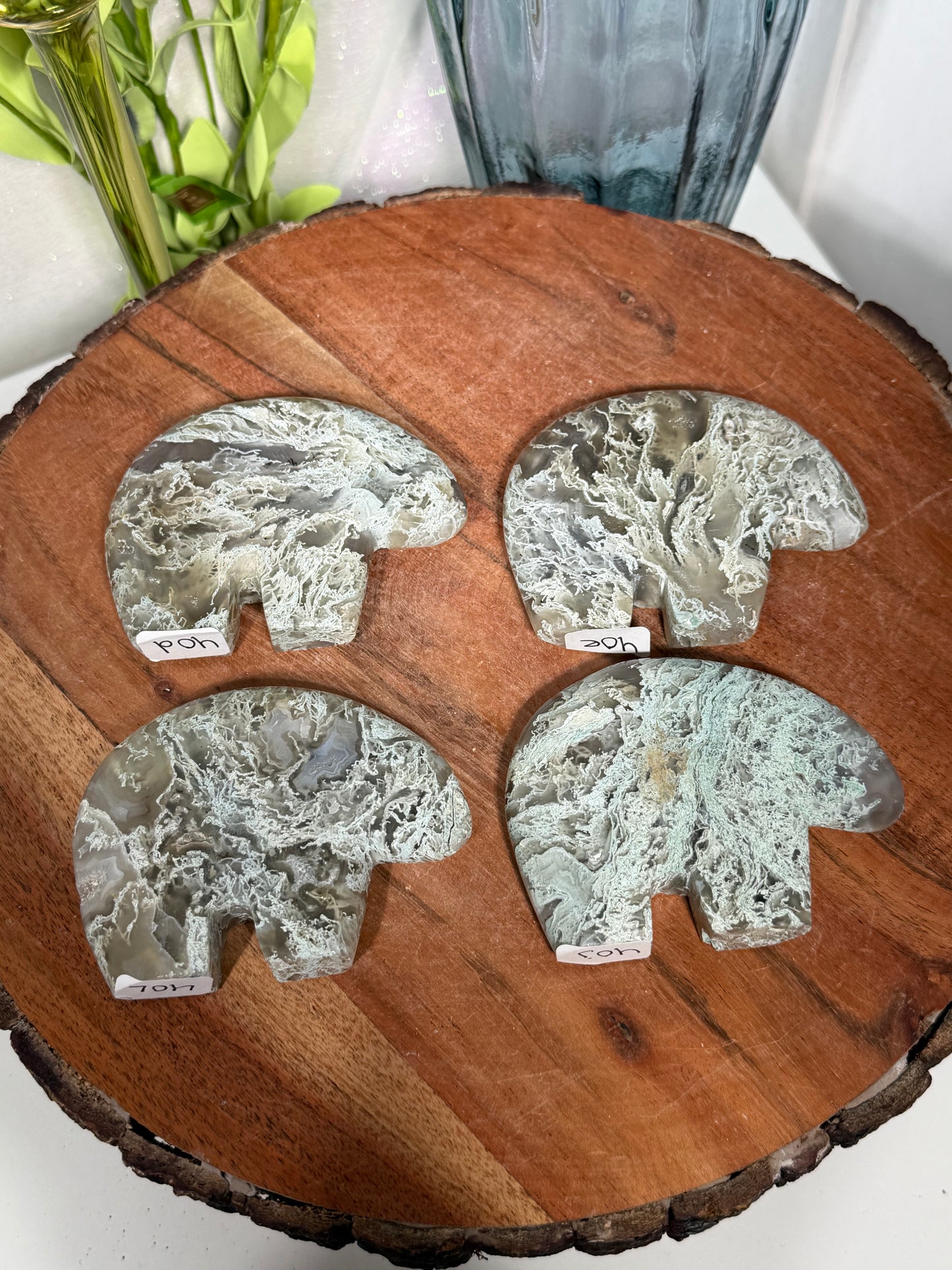 High quality moss agate bears