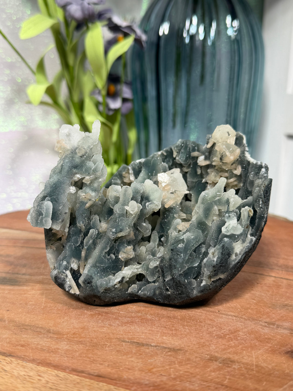 Sparkly Black Chalcedony With Sugar Coated Calcite 140