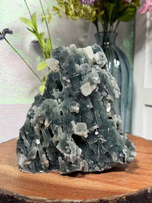 Sparkly Black Chalcedony With Sugar Coated Calcite 470