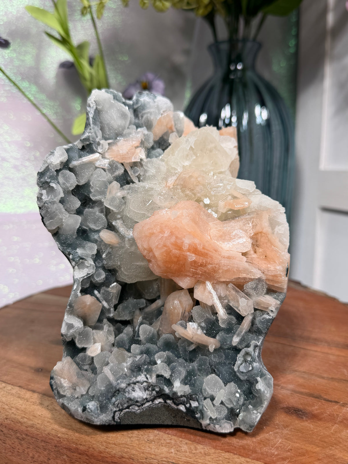 Sparkly Black Chalcedony With Sugar Coated Calcite 429
