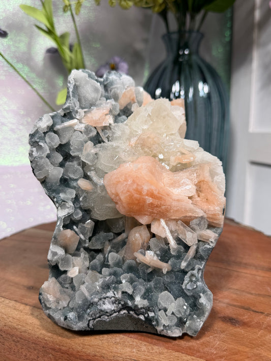 Sparkly Black Chalcedony With Sugar Coated Calcite 429