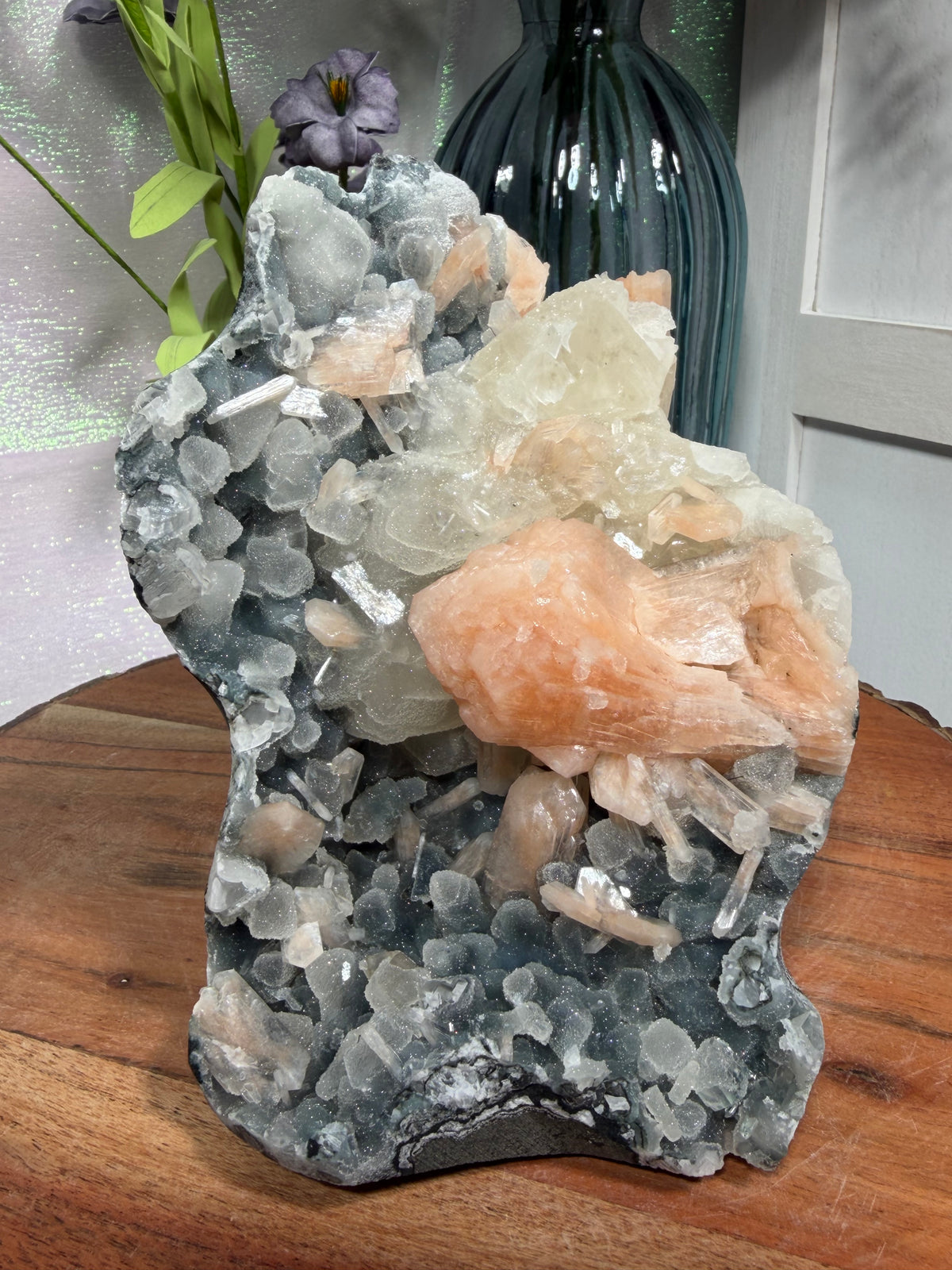 Sparkly Black Chalcedony With Sugar Coated Calcite 429