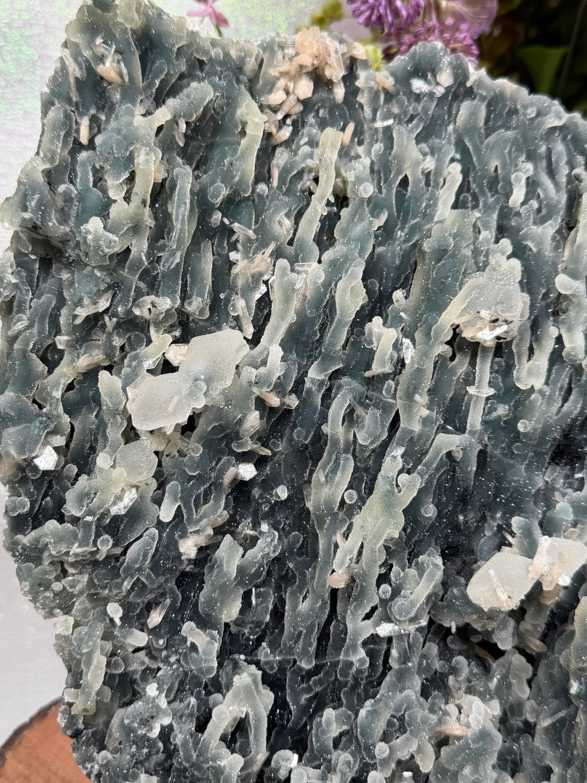 Sparkly Black Chalcedony With Sugar Coated Calcite 1111