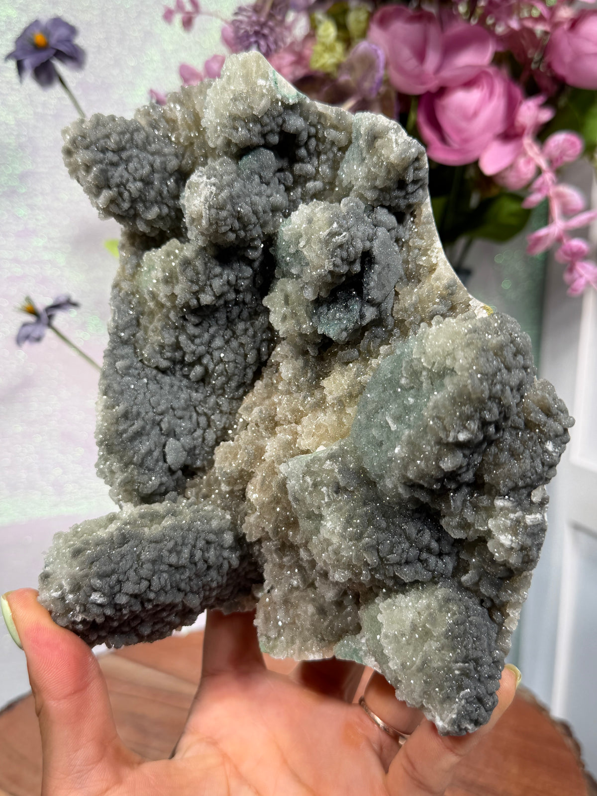 "Smokey Saguaro" Micro Heulandite Coated Calcite with Black Dusted Hematite 444