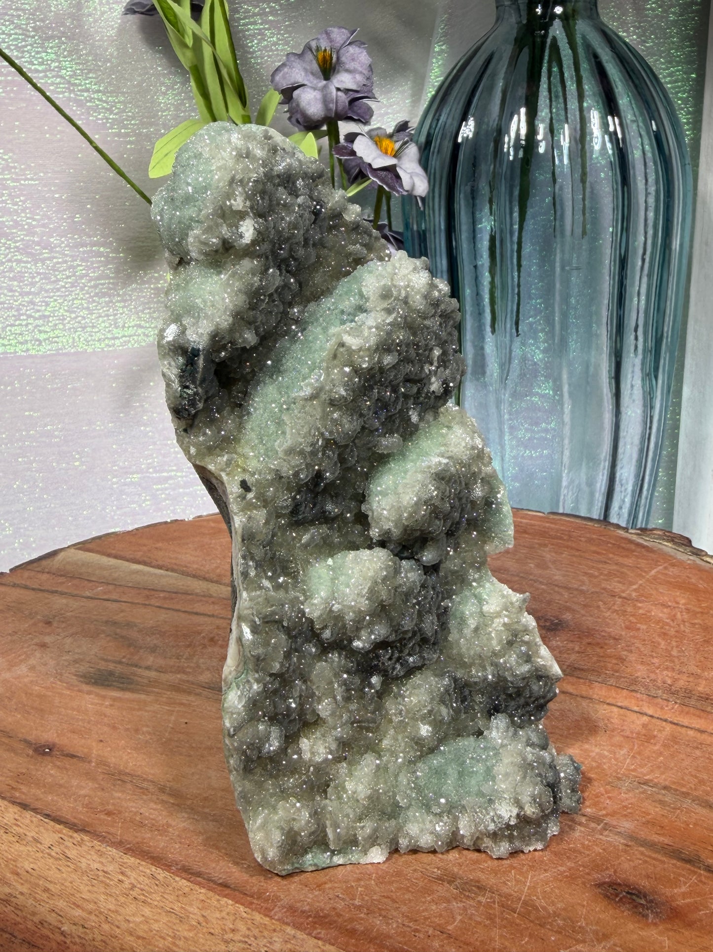 "Smokey Saguaro" Micro Heulandite Coated Calcite with Black Dusted Hematite 165