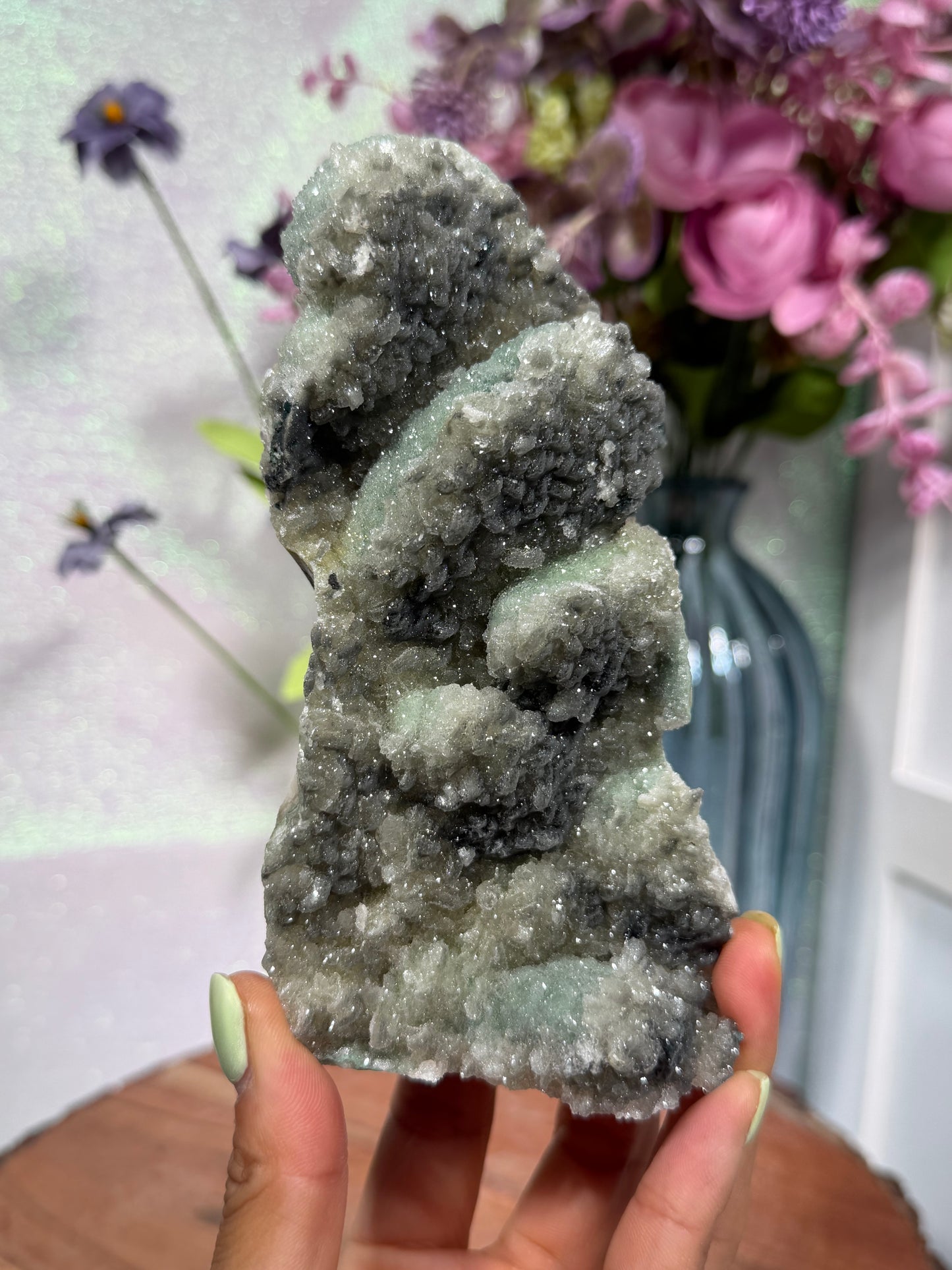 "Smokey Saguaro" Micro Heulandite Coated Calcite with Black Dusted Hematite 165
