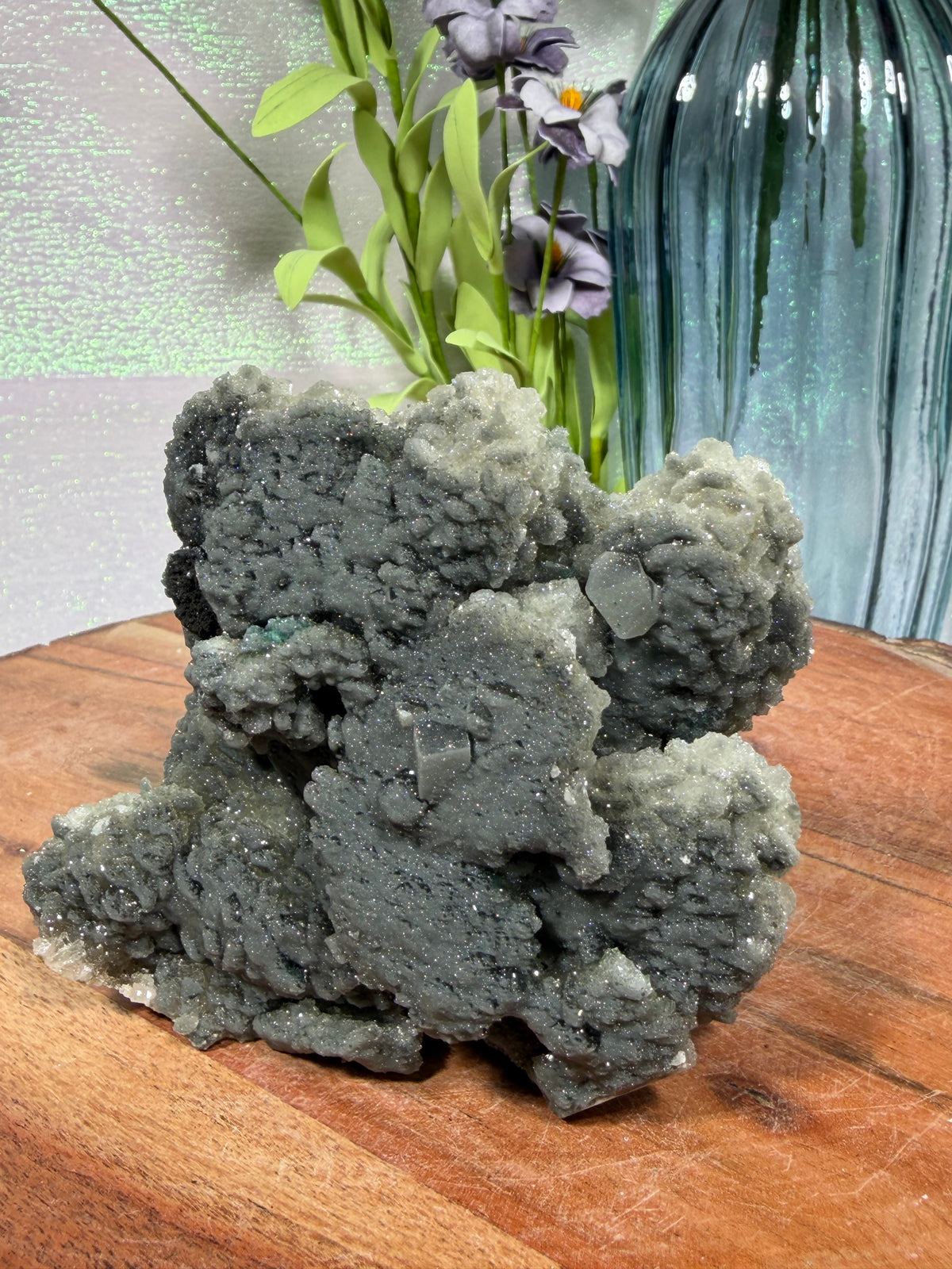 "Smokey Saguaro" Micro Heulandite Coated Calcite with Black Dusted Hematite 211
