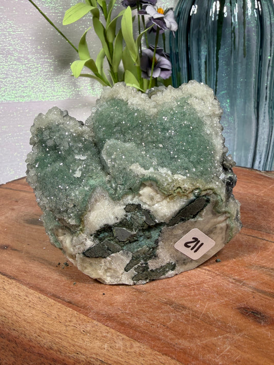 "Smokey Saguaro" Micro Heulandite Coated Calcite with Black Dusted Hematite 211