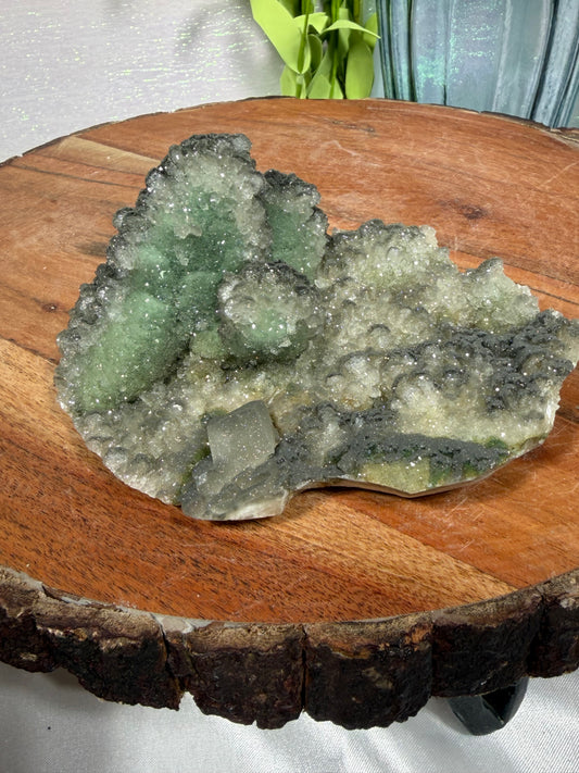 "Smokey Saguaro" Micro Heulandite Coated Calcite with Black Dusted Hematite 108