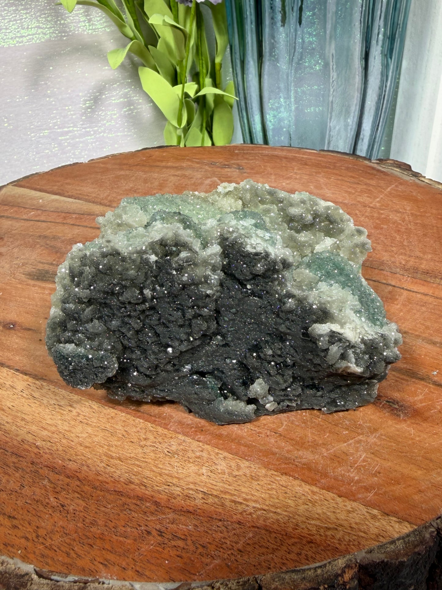 "Smokey Saguaro" Micro Heulandite Coated Calcite with Black Dusted Hematite 102