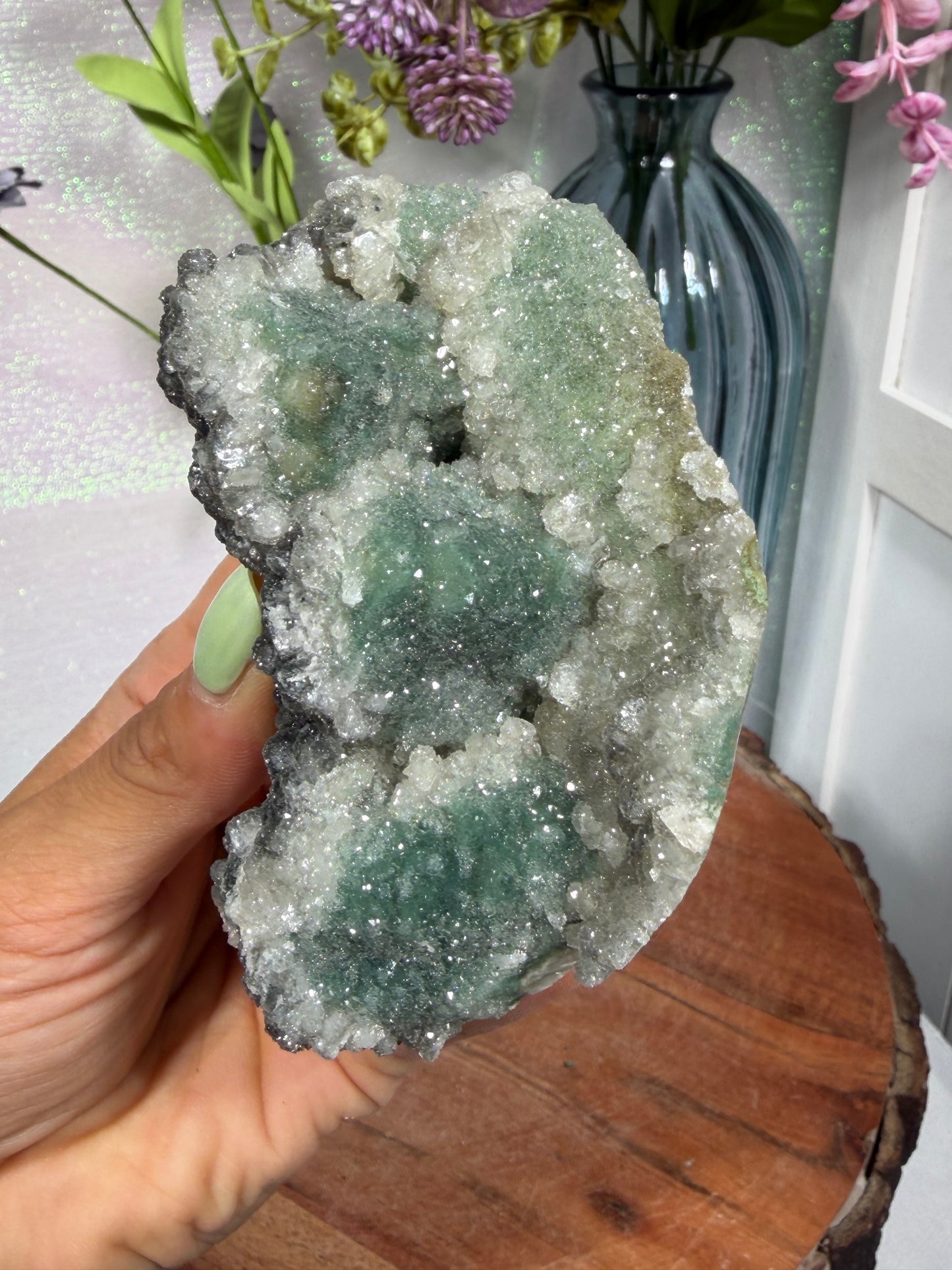 "Smokey Saguaro" Micro Heulandite Coated Calcite with Black Dusted Hematite 102
