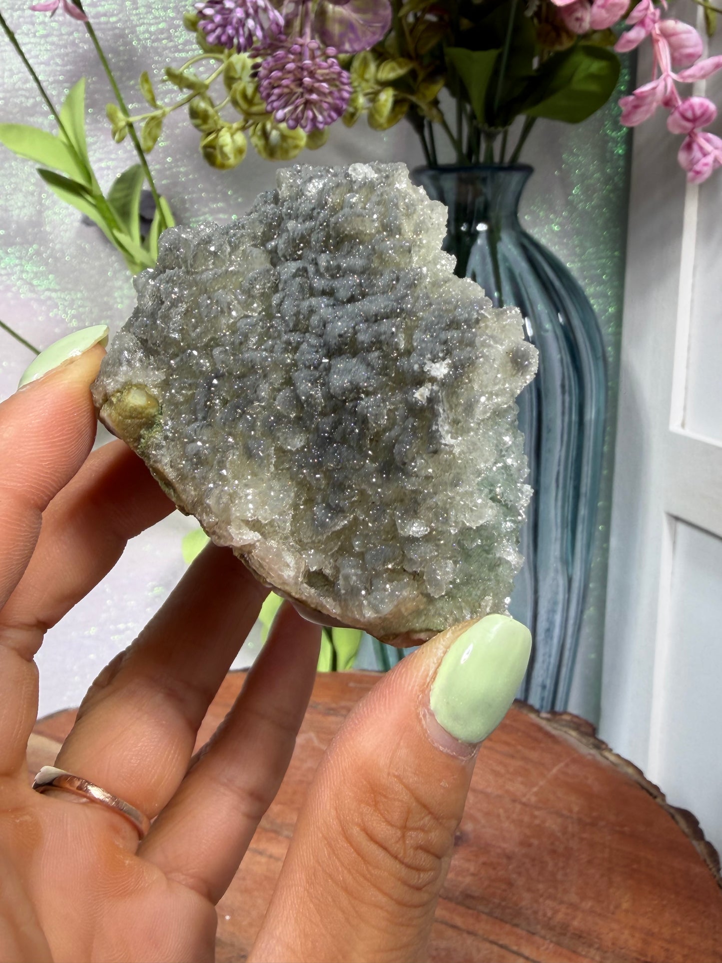"Smokey Saguaro" Micro Heulandite Coated Calcite with Black Dusted Hematite 84