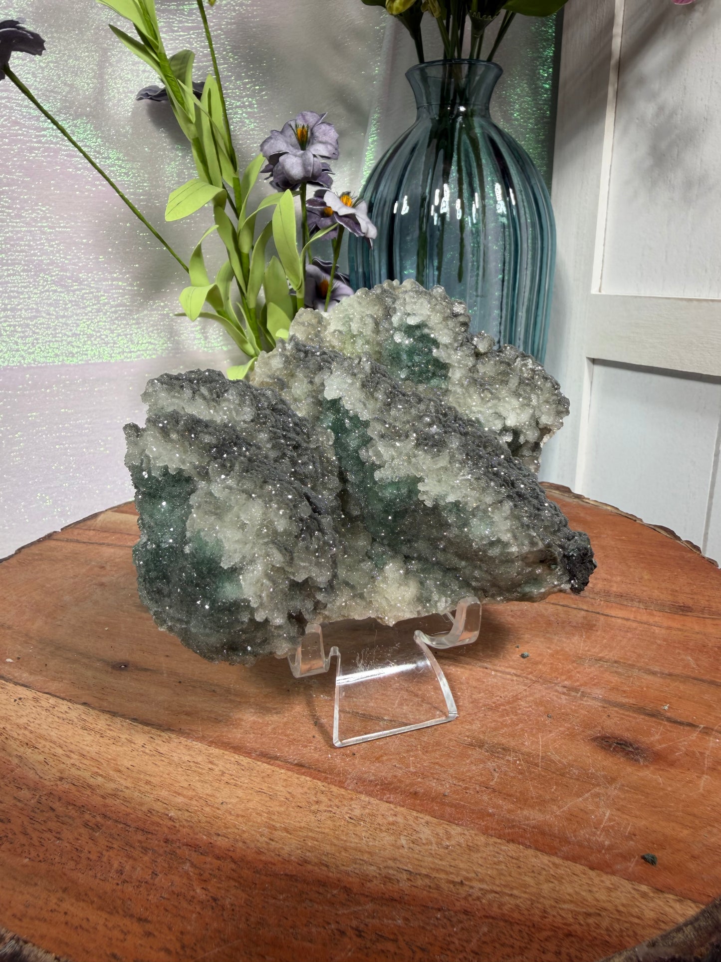 "Smokey Saguaro" Micro Heulandite Coated Calcite with Black Dusted Hematite 170