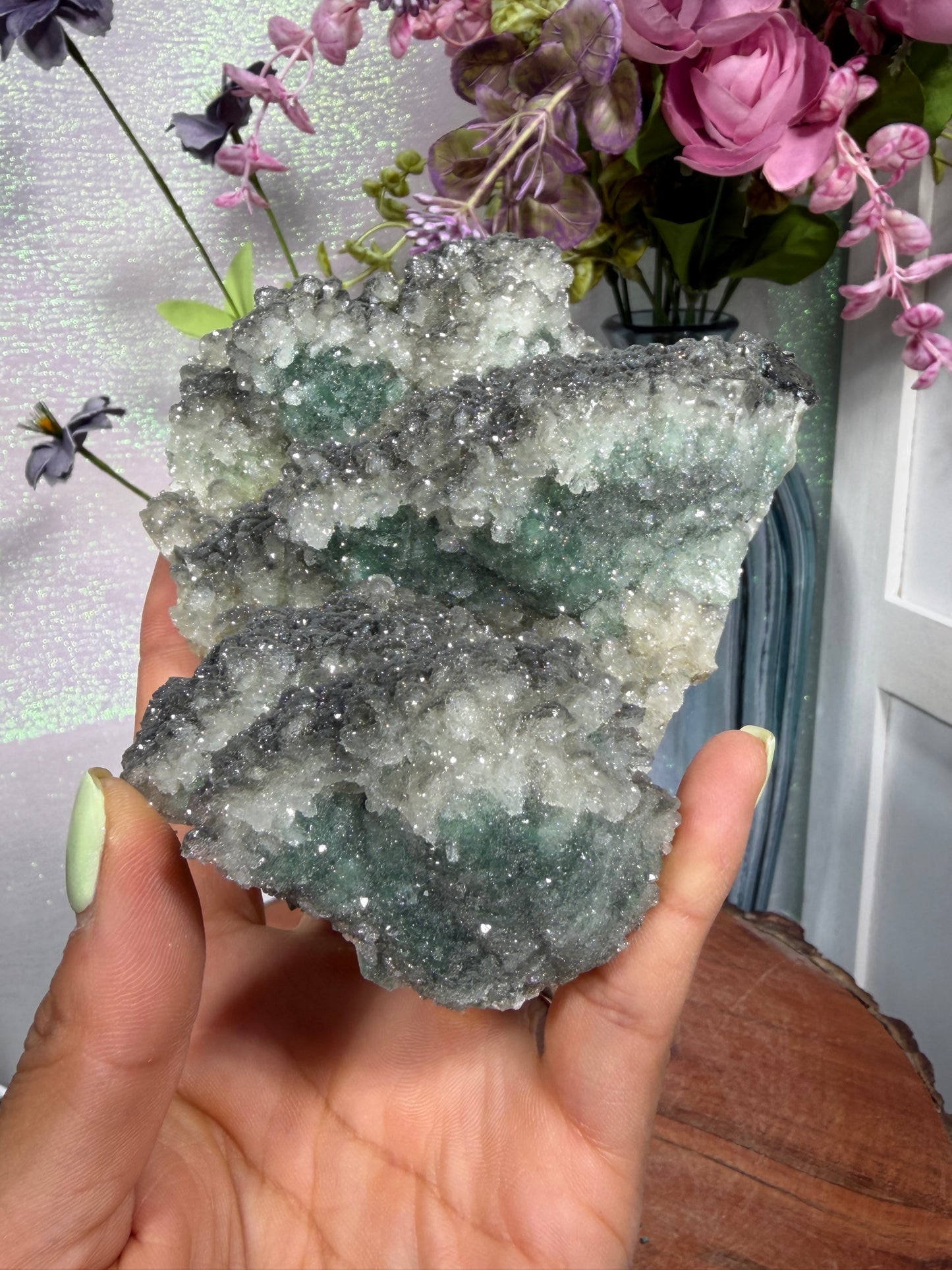 "Smokey Saguaro" Micro Heulandite Coated Calcite with Black Dusted Hematite 170
