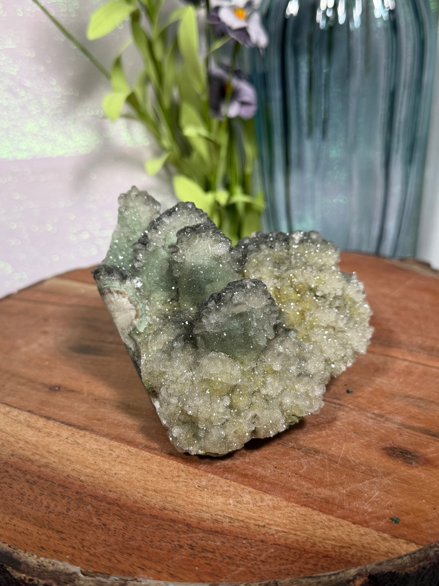 "Smokey Saguaro" Micro Heulandite Coated Calcite with Black Dusted Hematite 134