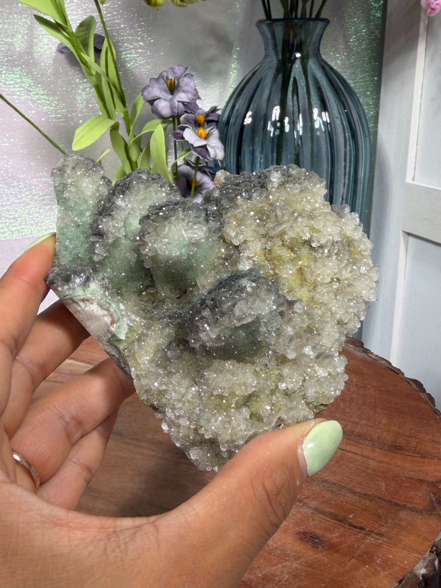 "Smokey Saguaro" Micro Heulandite Coated Calcite with Black Dusted Hematite 134