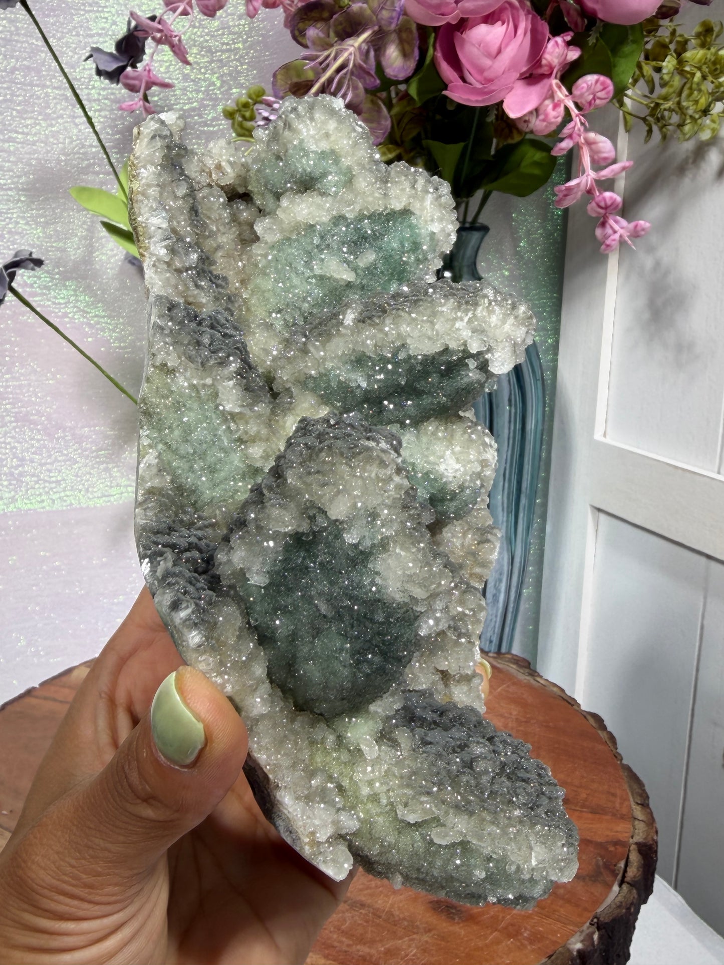 "Smokey Saguaro" Micro Heulandite Coated Calcite with Black Dusted Hematite 259b