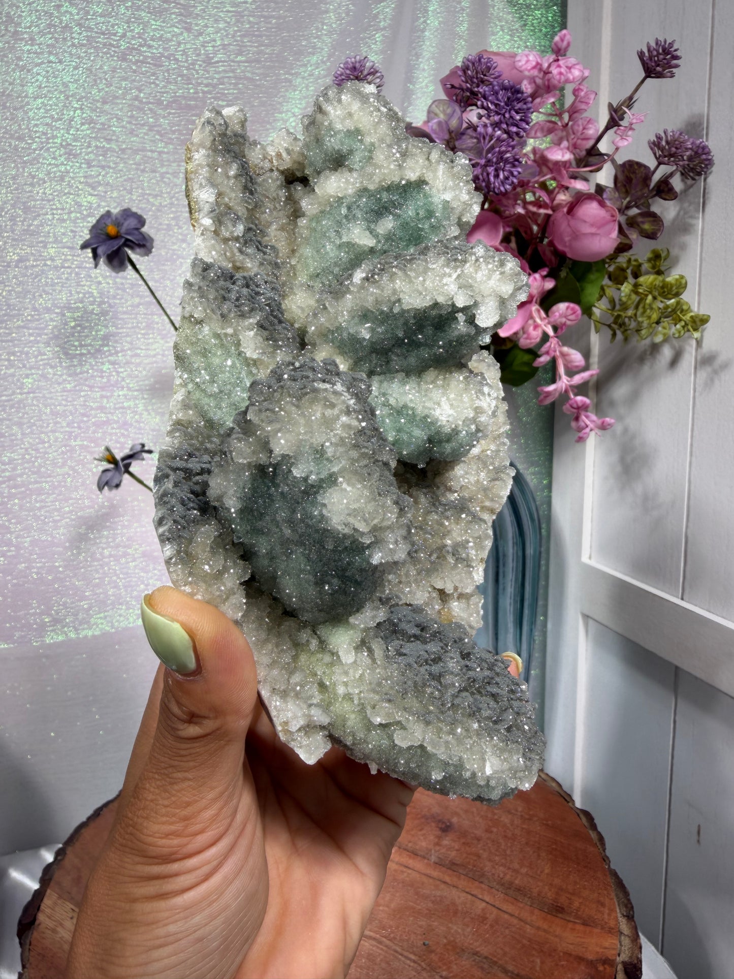 "Smokey Saguaro" Micro Heulandite Coated Calcite with Black Dusted Hematite 259b