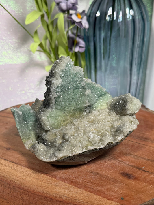 "Smokey Saguaro" Micro Heulandite Coated Calcite with Black Dusted Hematite 259a