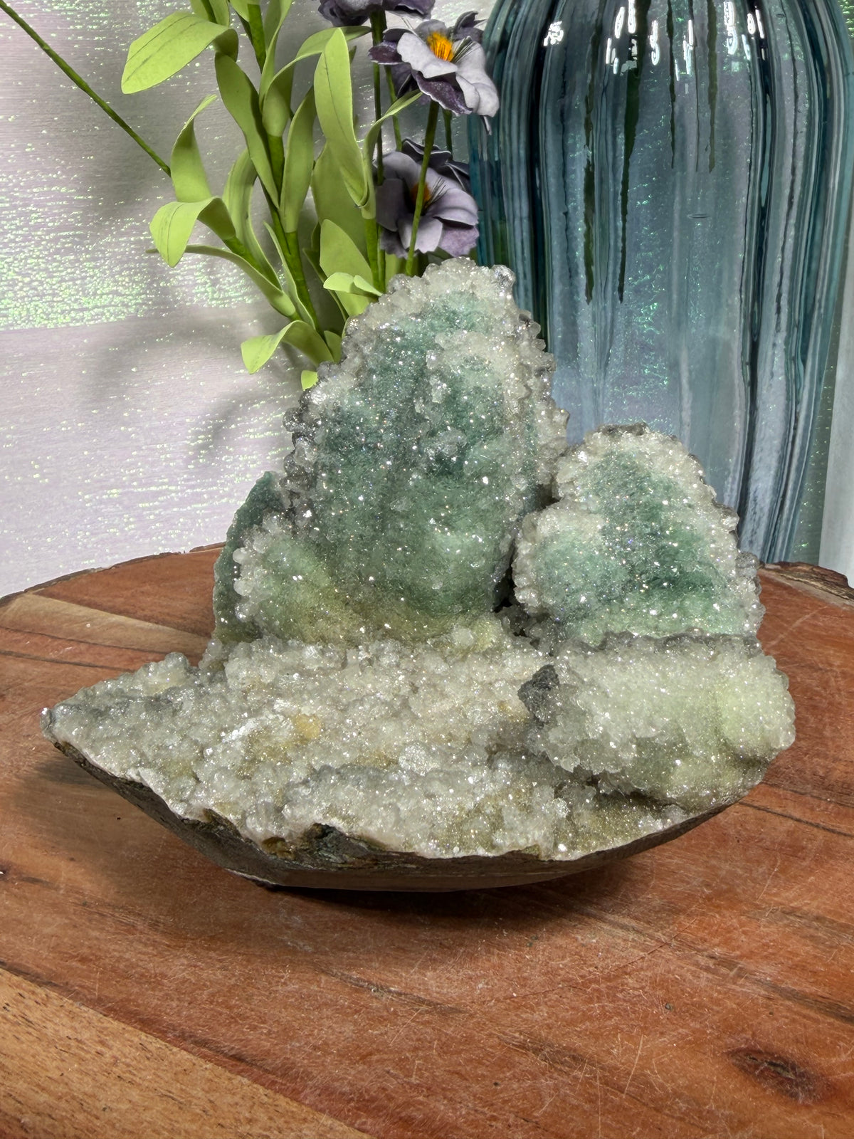 "Smokey Saguaro" Micro Heulandite Coated Calcite with Black Dusted Hematite 259a