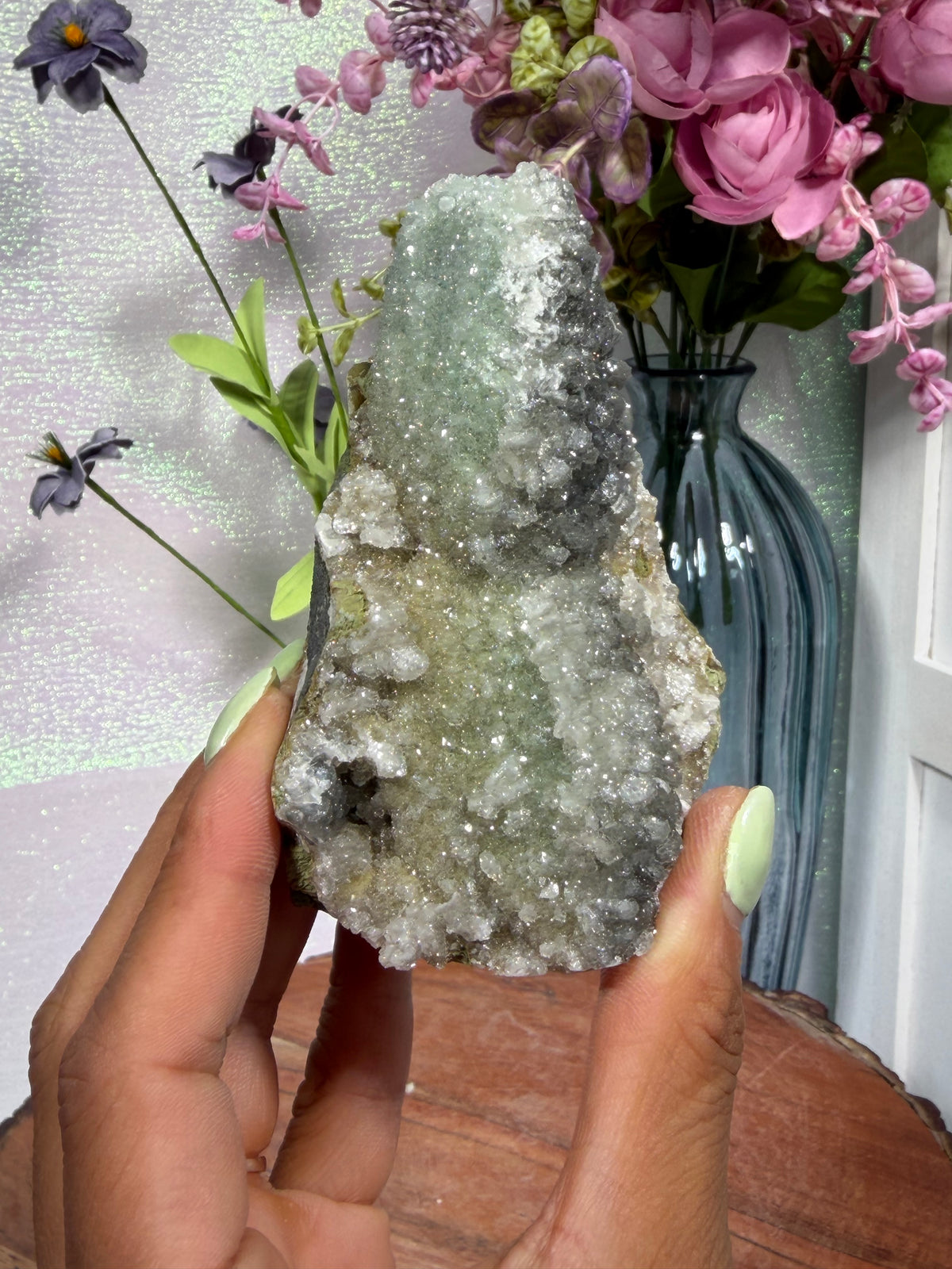"Smokey Saguaro" Micro Heulandite Coated Calcite with Black Dusted Hematite 98