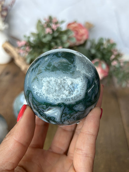 Moss Agate Sphere 62B