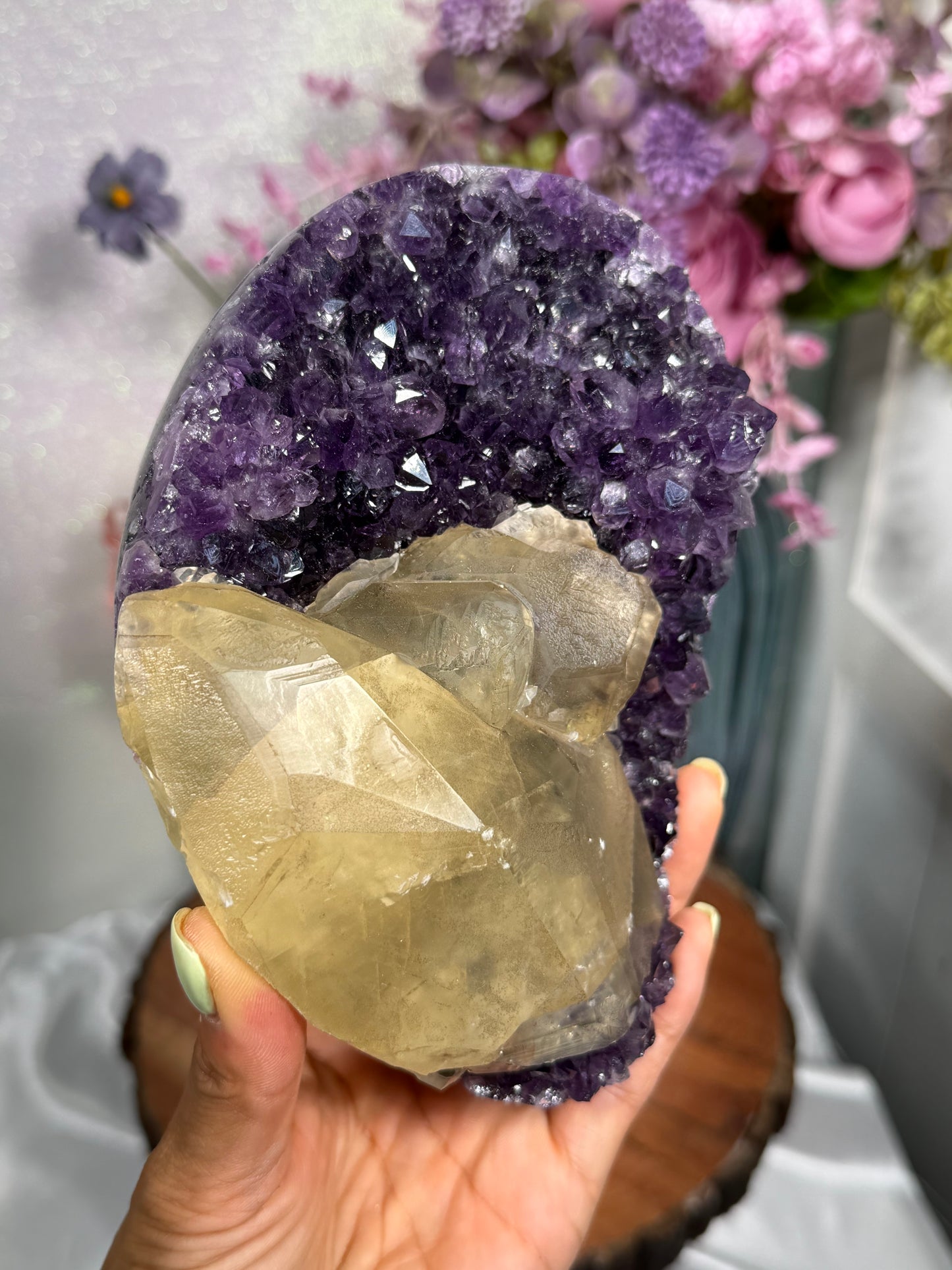 Amethyst with Golden Calcite