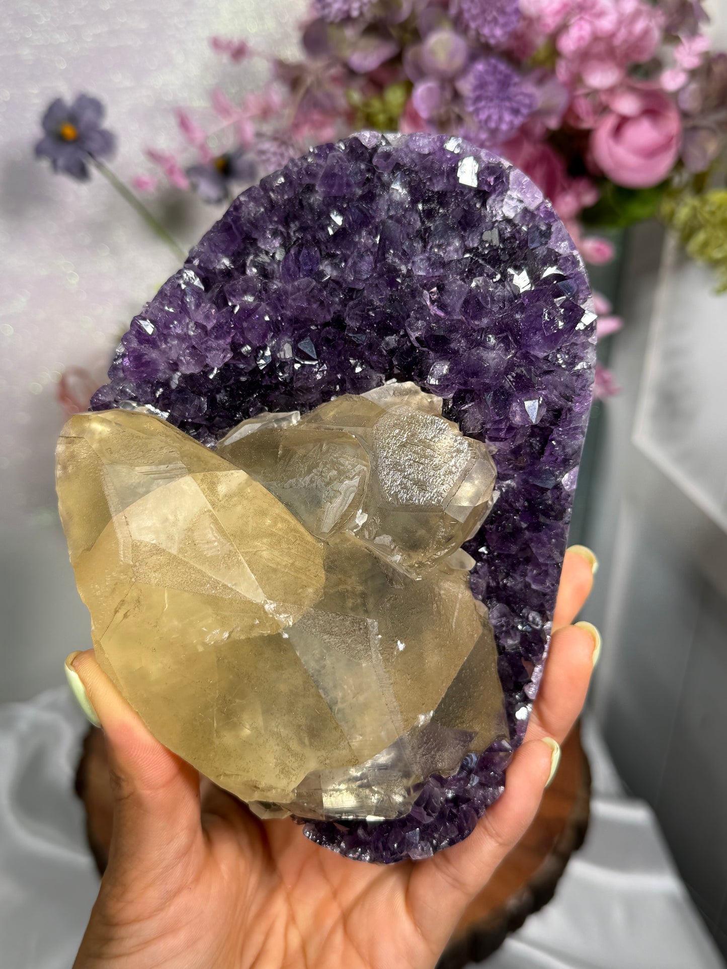 Amethyst with Golden Calcite