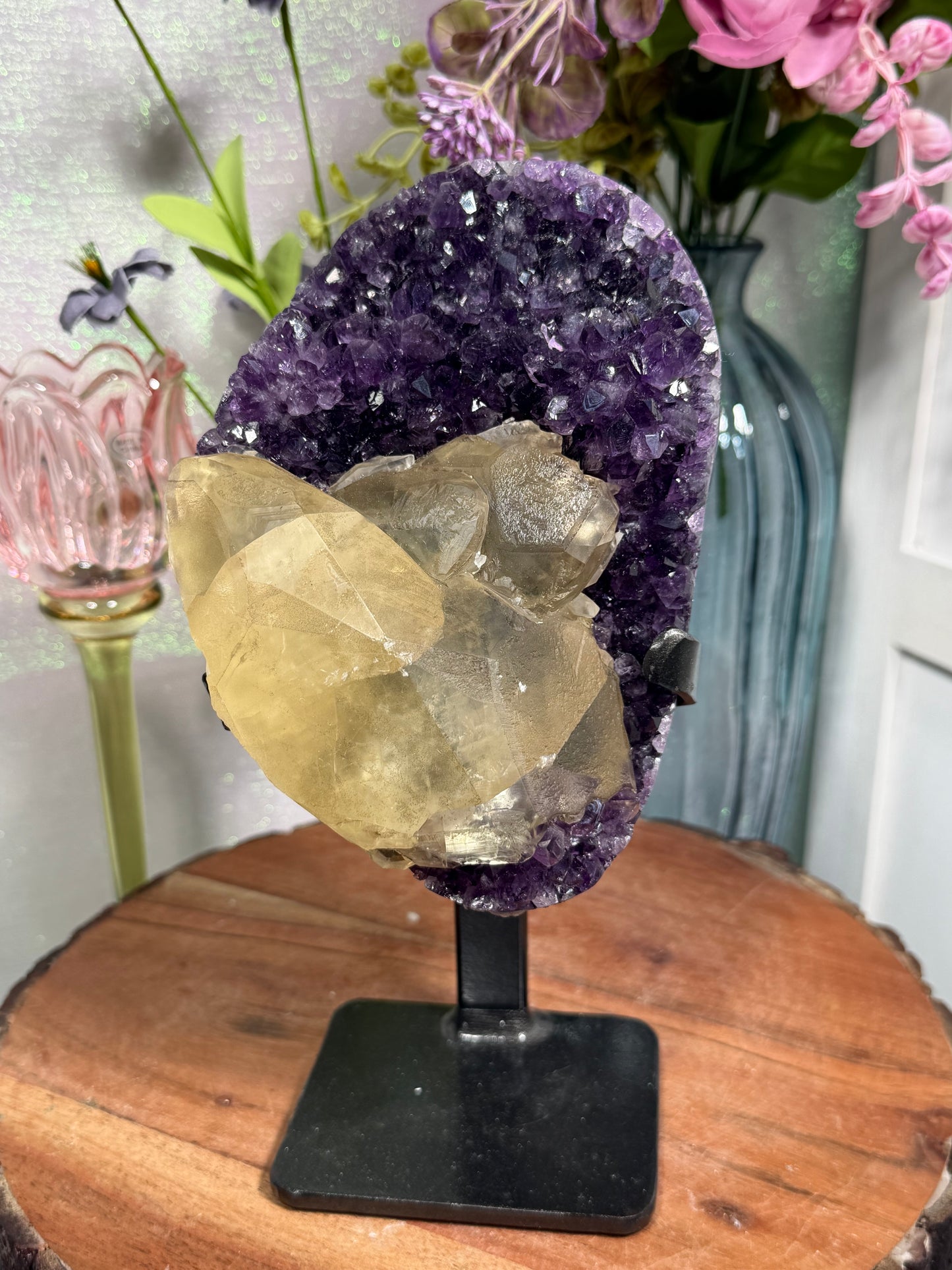Amethyst with Golden Calcite