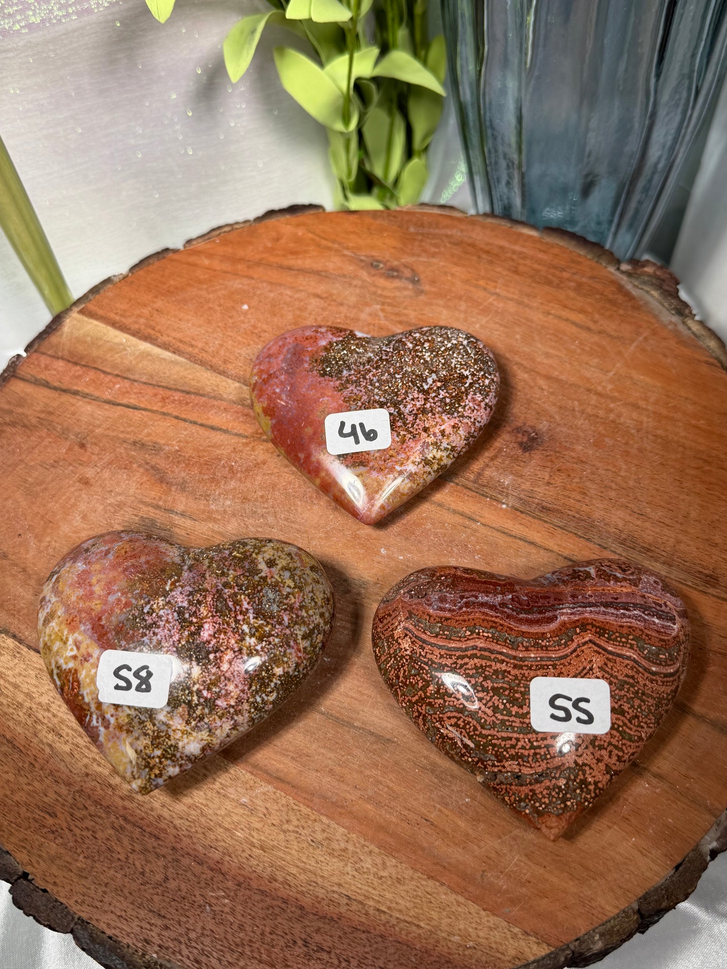 Pink Ocean Jasper Hearts