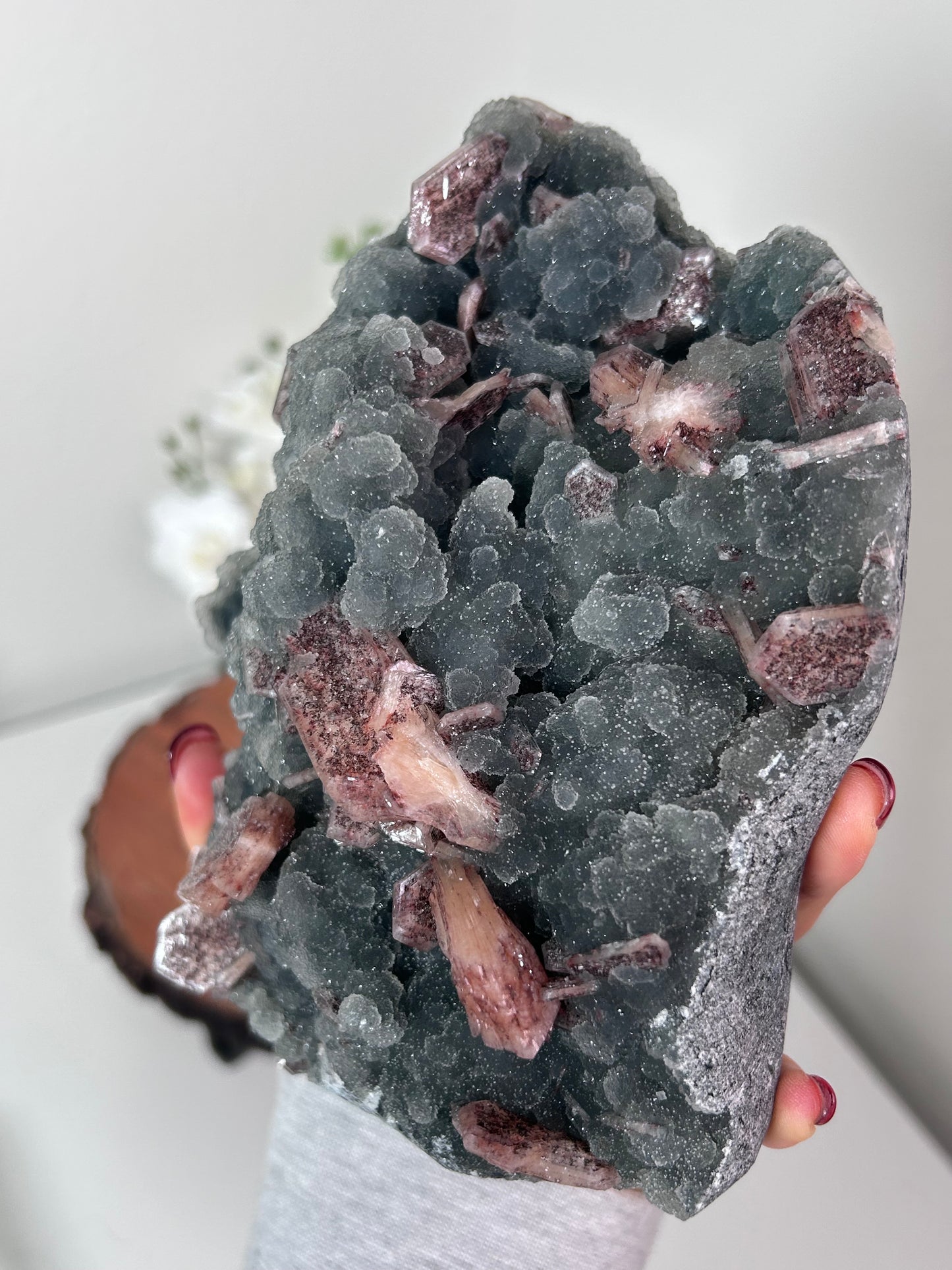 Black Chalcedony with Stilbite Hematite Inclusions 340