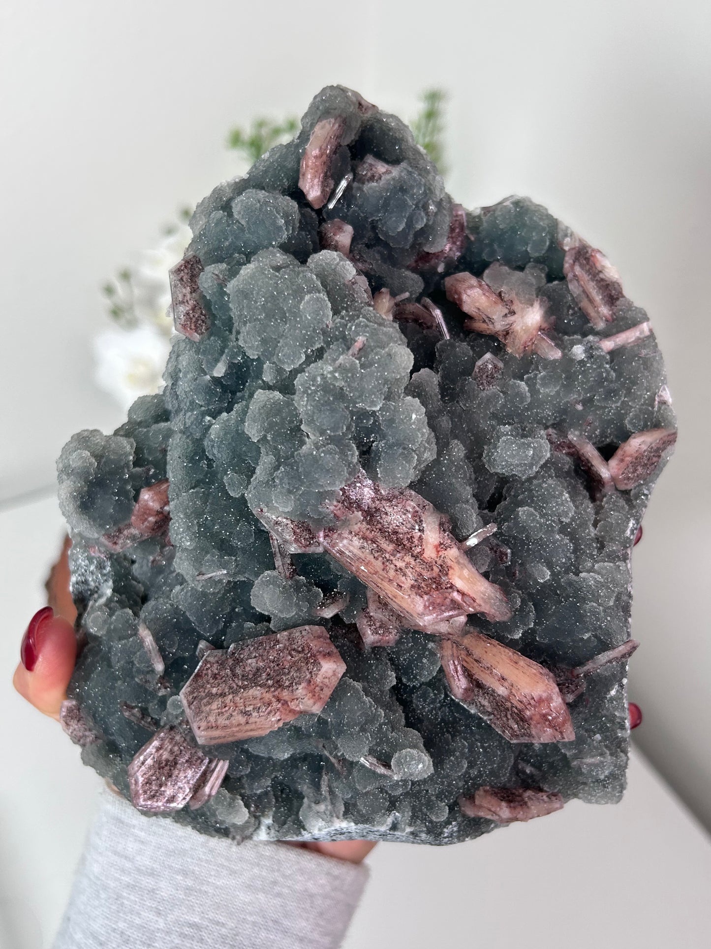 Black Chalcedony with Stilbite Hematite Inclusions 340