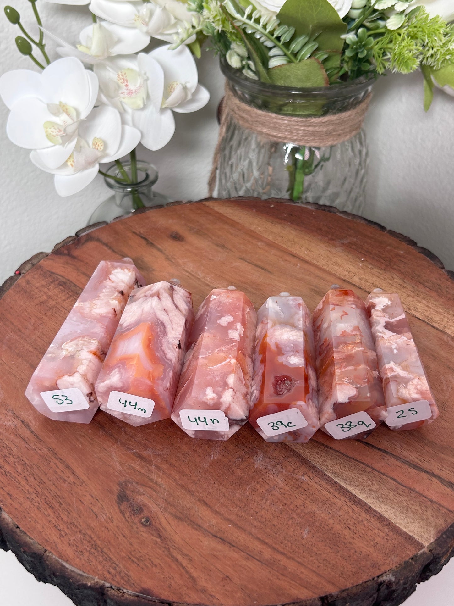 Carnelian Flower Agate Towers