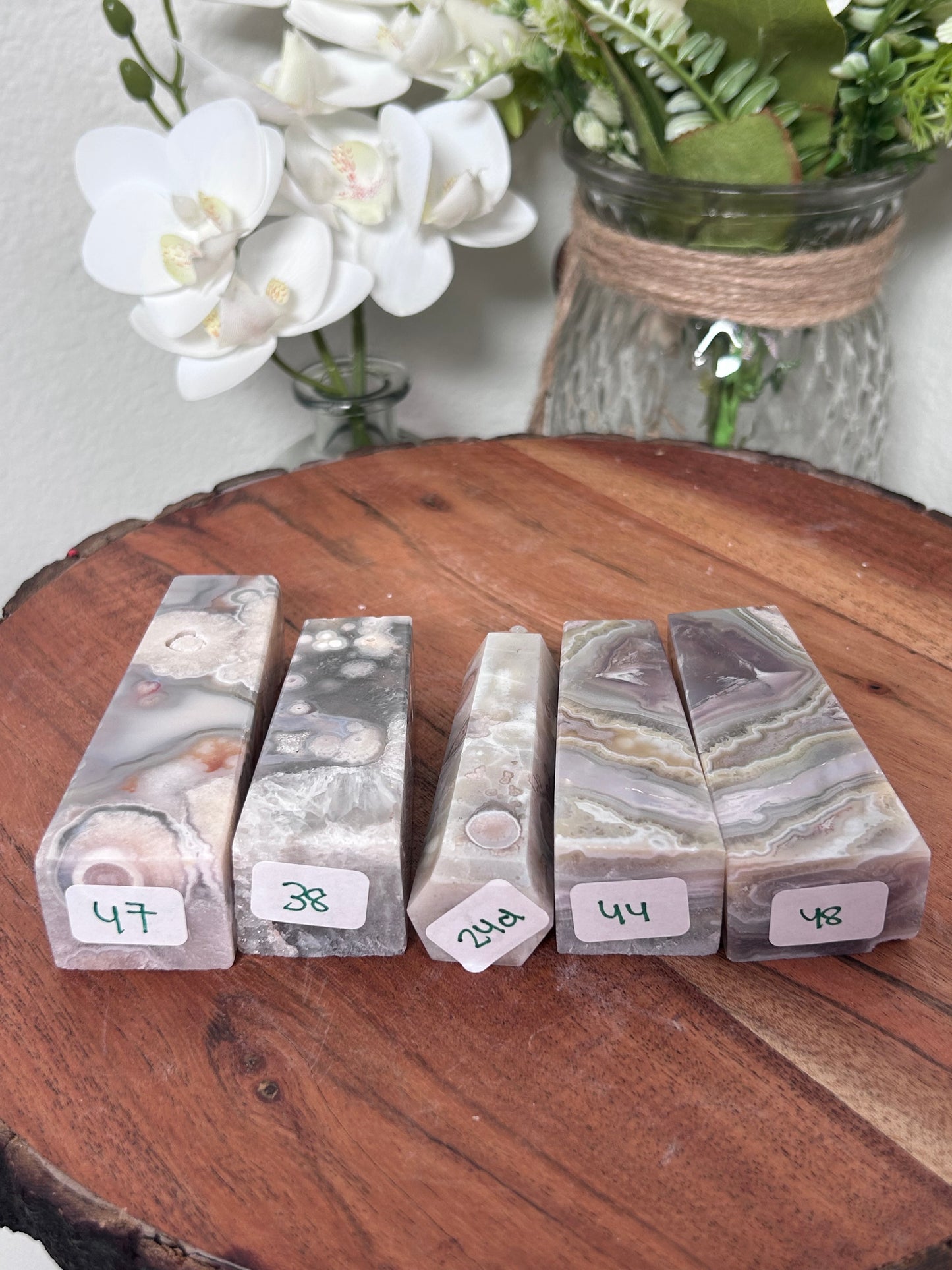 Pink Amethyst Flower Agate Towers 47, 38, 24d, 44, 48